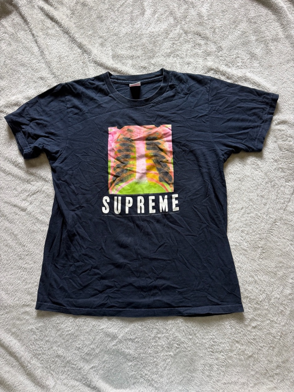 Supreme Black Tee with Multicolor Ribcage Graphic